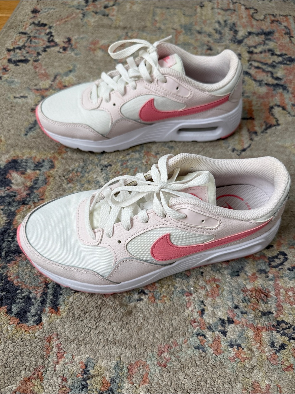 Nike Women’s White and Pink Air Max Sneakers - Picture 4 of 7